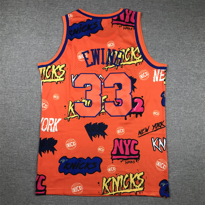 Men New York Knicks #33 Ewing Orange 2024 NBA Jersey